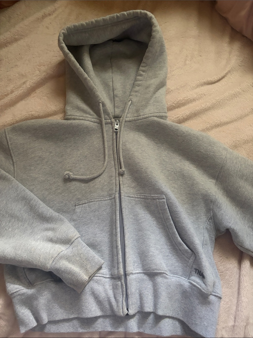 Light Gray cropped Zip-Up Hoodie